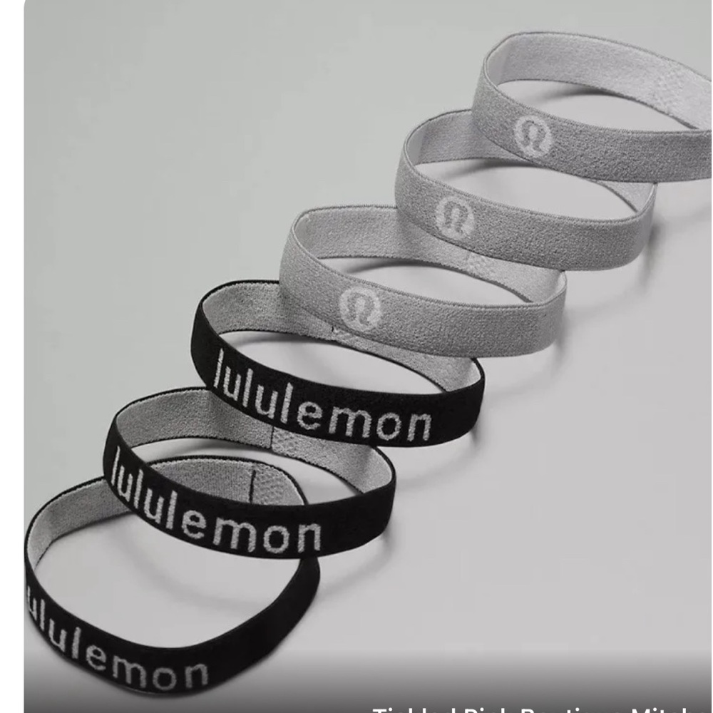 Lululemon Flat Hair Elastics *6 Pack *NWT Black/Silver